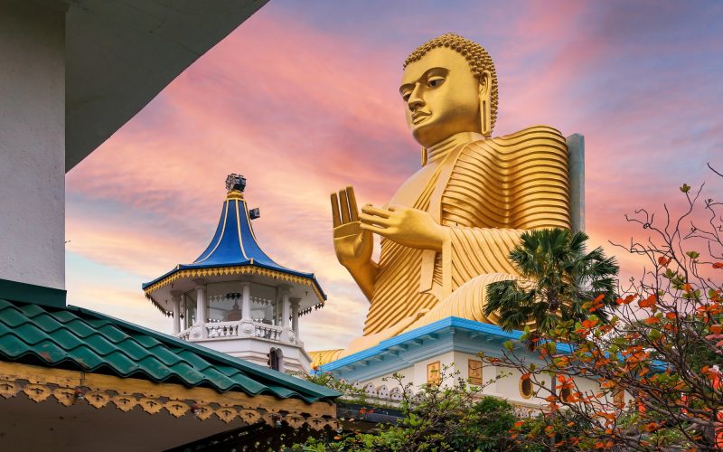 Golden Buddha statue in Dambulla Temple in Sri Lanka